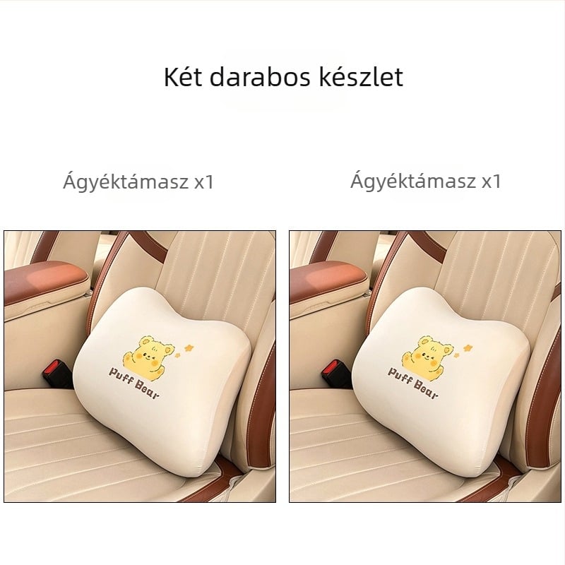 Sárga autóbelső kellékek aranyos rajzfilmfigurával, univerzális tejsárga autós kellékek nőknek minden évszakra