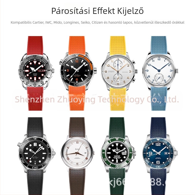 Fluor-gumiból készült óraszíj gyorskioldó csattal, kompatibilis Omega, Seiko és Xitiecheng modellekkel, 20/22 mm szélesség