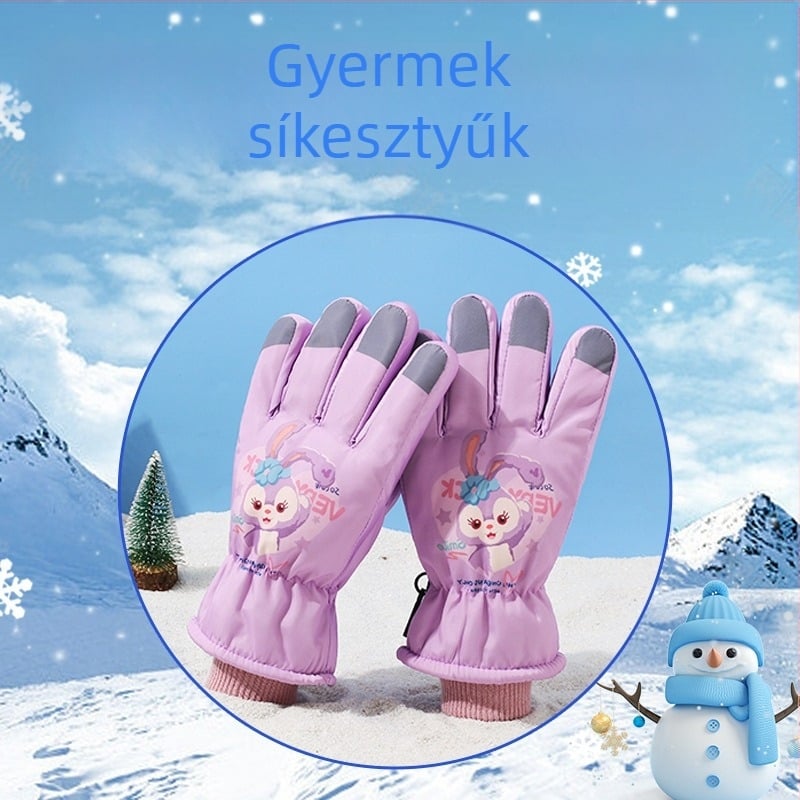 Gyermek síkesztyűk Gyermek meleg hóban játszó vízálló téli baba fiúknak és lányoknak bársony vastagított diák kerékpáros kesztyűk