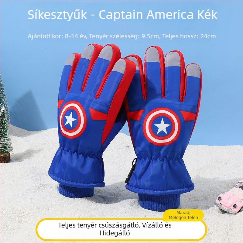 Gyermek síkesztyűk Gyermek meleg hóban játszó vízálló téli baba fiúknak és lányoknak bársony vastagított diák kerékpáros kesztyűk