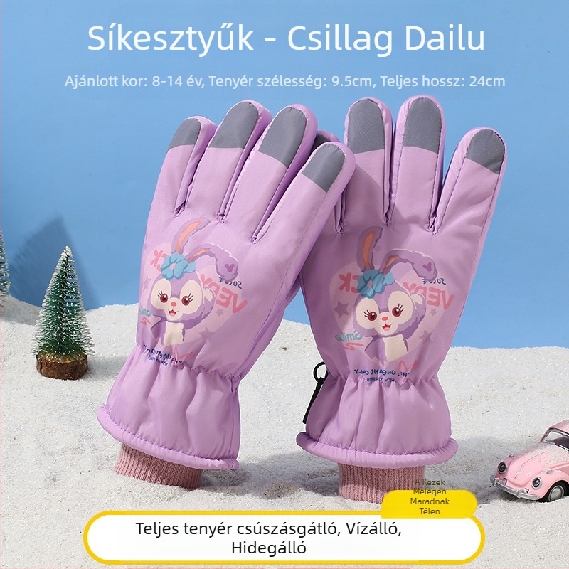 Gyermek síkesztyűk Gyermek meleg hóban játszó vízálló téli baba fiúknak és lányoknak bársony vastagított diák kerékpáros kesztyűk