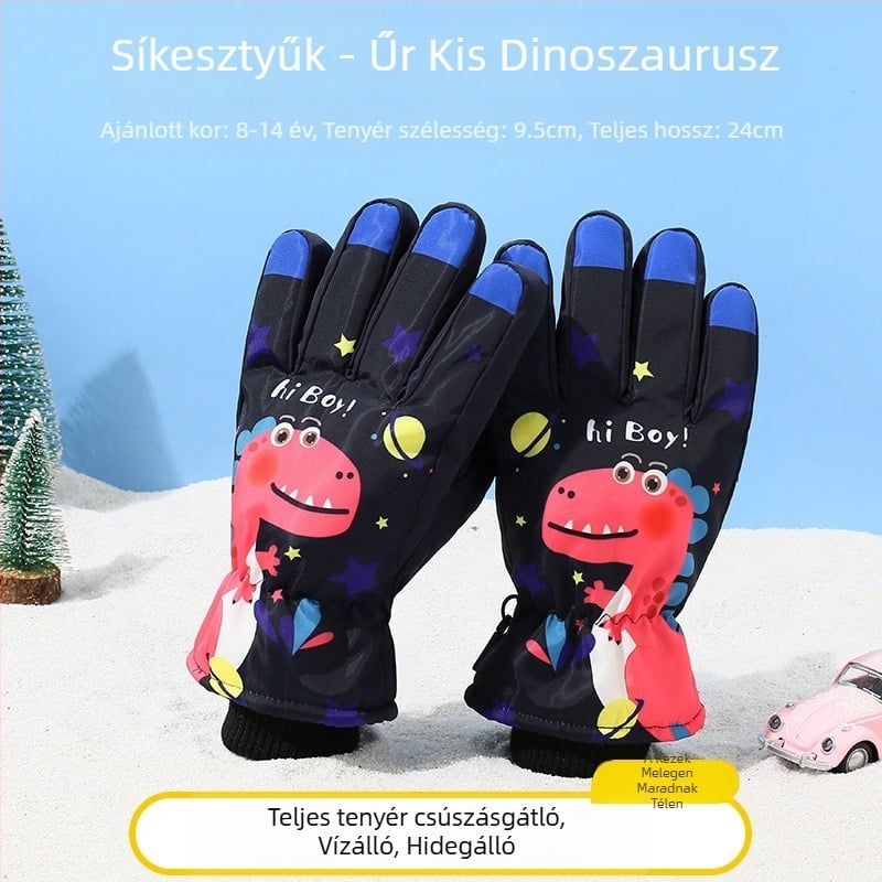 Gyermek síkesztyűk Gyermek meleg hóban játszó vízálló téli baba fiúknak és lányoknak bársony vastagított diák kerékpáros kesztyűk