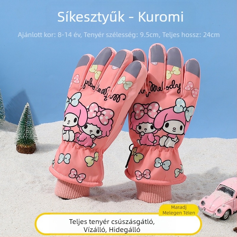 Gyermek síkesztyűk Gyermek meleg hóban játszó vízálló téli baba fiúknak és lányoknak bársony vastagított diák kerékpáros kesztyűk