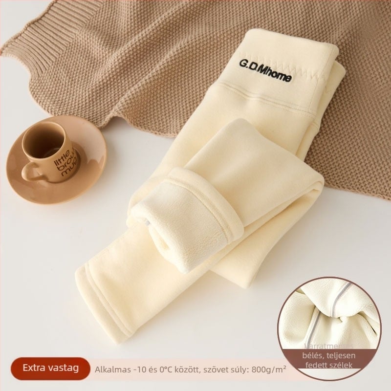 Lányka leggings polár béléssel vastagított őszi-téli fehér külső viselet egyrészes bársony meleg téli fekete gyermek meleg nadrág