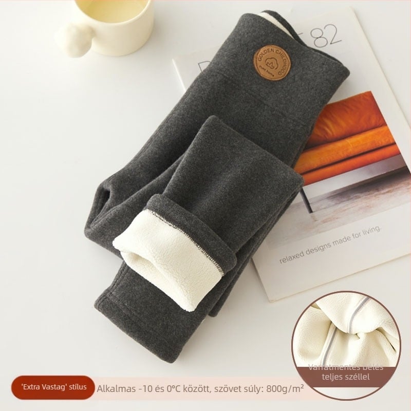 Lányka leggings polár béléssel vastagított őszi-téli fehér külső viselet egyrészes bársony meleg téli fekete gyermek meleg nadrág