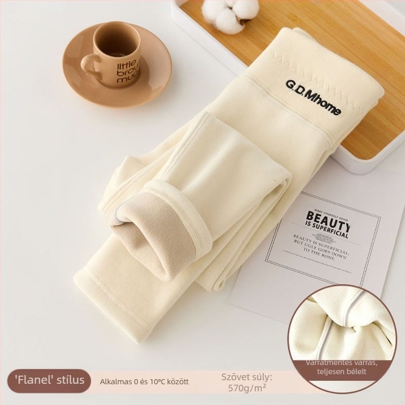 Lányka leggings polár béléssel vastagított őszi-téli fehér külső viselet egyrészes bársony meleg téli fekete gyermek meleg nadrág