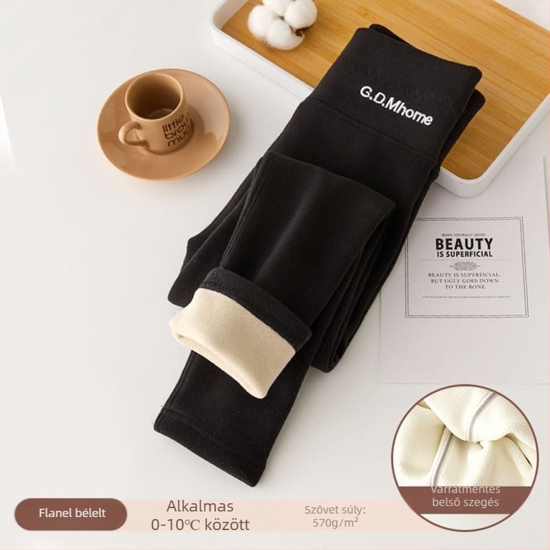 Lányka leggings polár béléssel vastagított őszi-téli fehér külső viselet egyrészes bársony meleg téli fekete gyermek meleg nadrág