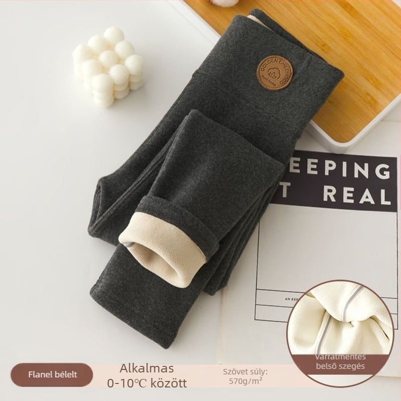 Lányka leggings polár béléssel vastagított őszi-téli fehér külső viselet egyrészes bársony meleg téli fekete gyermek meleg nadrág