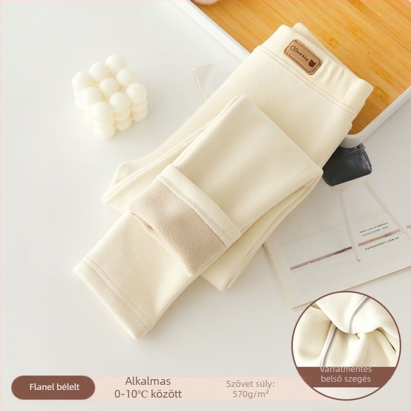 Lányka leggings polár béléssel vastagított őszi-téli fehér külső viselet egyrészes bársony meleg téli fekete gyermek meleg nadrág