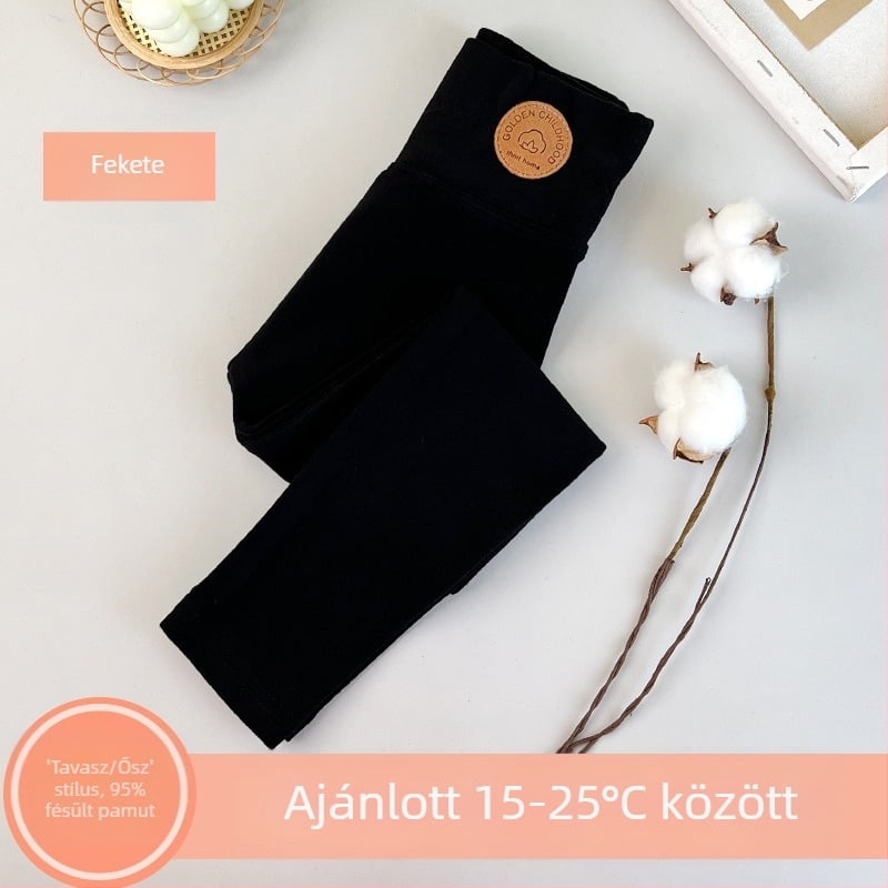 Lányka leggings polár béléssel vastagított őszi-téli fehér külső viselet egyrészes bársony meleg téli fekete gyermek meleg nadrág