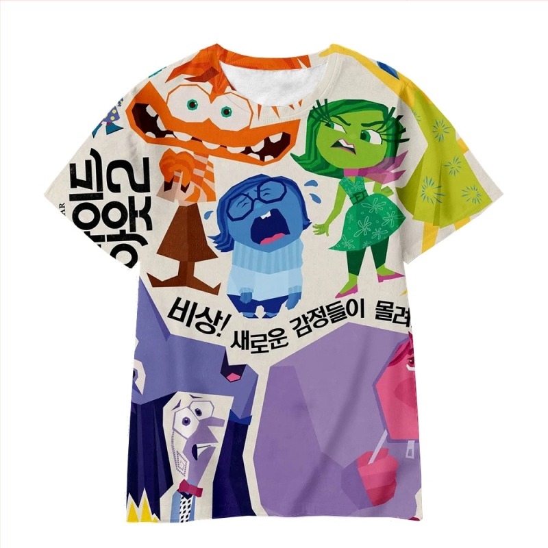 Ifjúsági rövid ujjú, elme titkosszolgálati csapat Inside Out2 sorozat eladó 3D digitális nyomtatású kültéri szabadidős lélegző