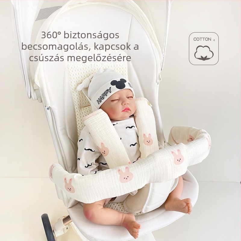 Babakocsi nyáltörölköző háromrészes babakocsi kesztyű pamut gézpánt nyáltörölköző babakocsi harapásgátló vállvédő