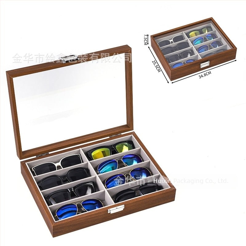 Spot nagykereskedelmi fa óratároló doboz fekete dió fa kollekció óra ékszer szemüveg multifunkciós doboz