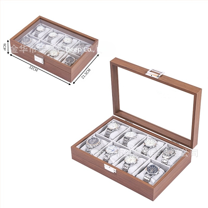 Spot nagykereskedelmi fa óratároló doboz fekete dió fa kollekció óra ékszer szemüveg multifunkciós doboz