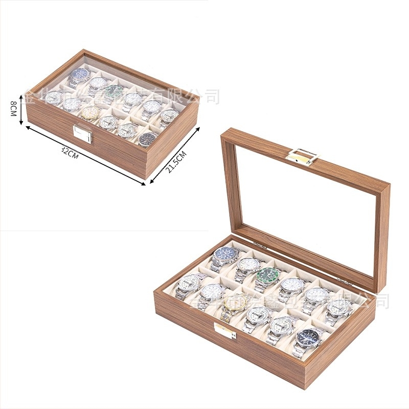 Spot nagykereskedelmi fa óratároló doboz fekete dió fa kollekció óra ékszer szemüveg multifunkciós doboz