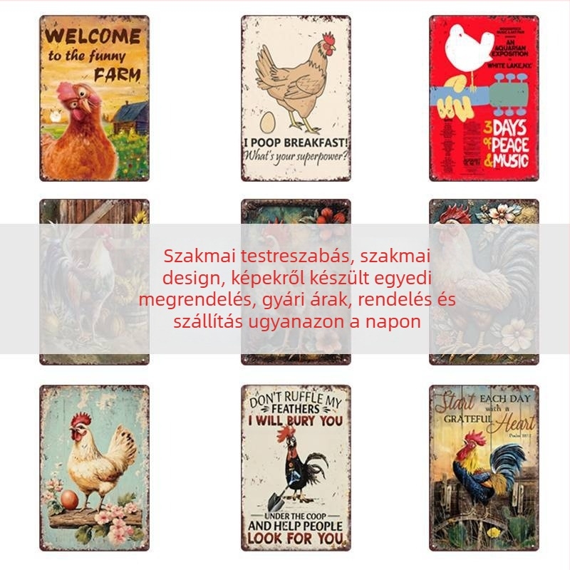 Határokon átnyúló, népszerű, érdekes kakastábla, retro parasztház kakas, amerikai vasfestő, otthoni plakát, étterem dekorációs festmény