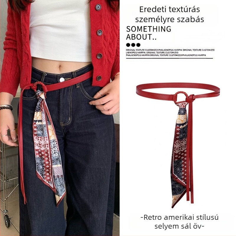 Bohém középkori etnikai stílusú barna öv női szoknya fonott deréklánc Y2K fém derékkiegészítők