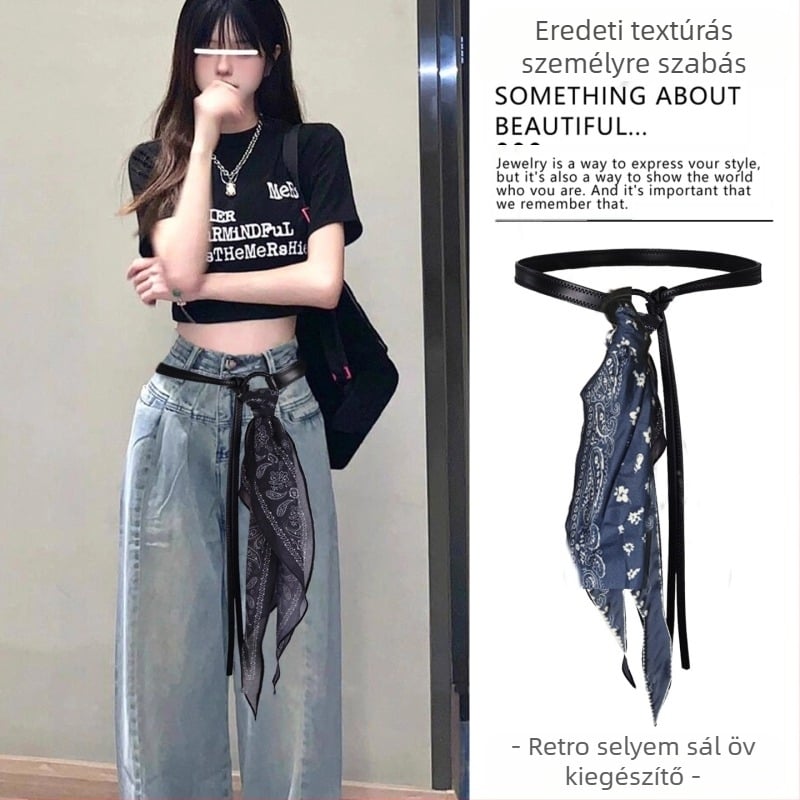 Bohém középkori etnikai stílusú barna öv női szoknya fonott deréklánc Y2K fém derékkiegészítők