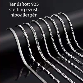S925 sterling ezüst dobozlánc, csavart mintázat, DIY, medál nélkül