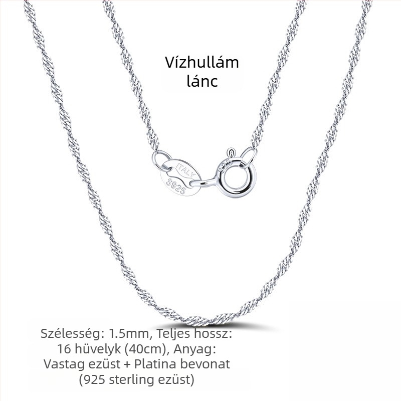 S925 sterling ezüst dobozlánc, csavart mintázat, DIY, medál nélkül