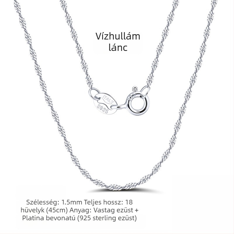 S925 sterling ezüst dobozlánc, csavart mintázat, DIY, medál nélkül