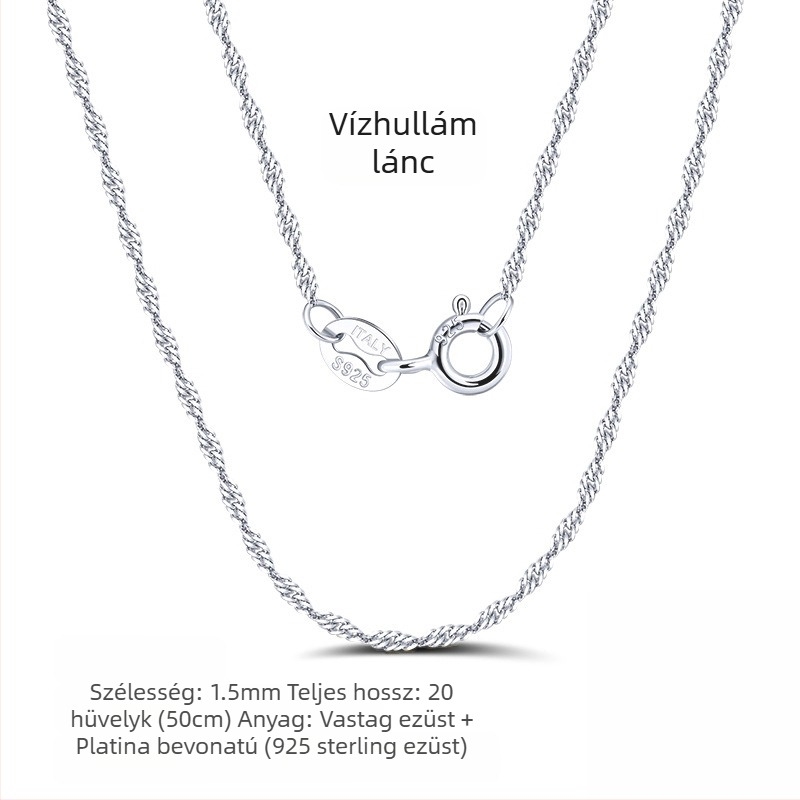 S925 sterling ezüst dobozlánc, csavart mintázat, DIY, medál nélkül