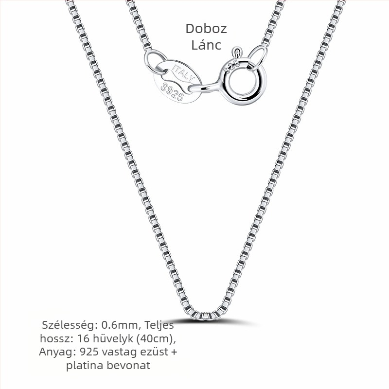 S925 sterling ezüst dobozlánc, csavart mintázat, DIY, medál nélkül