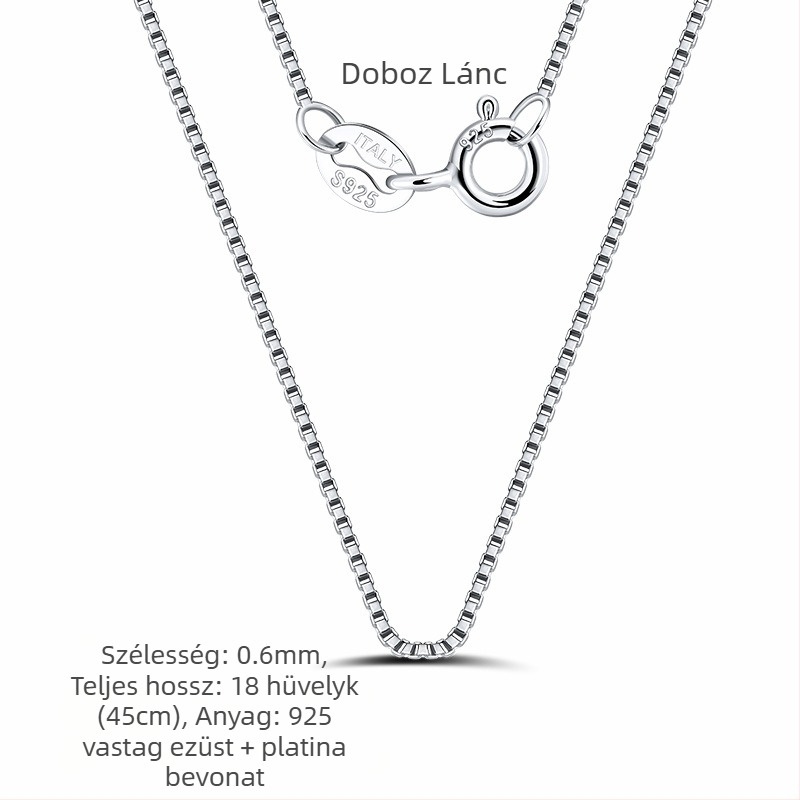 S925 sterling ezüst dobozlánc, csavart mintázat, DIY, medál nélkül