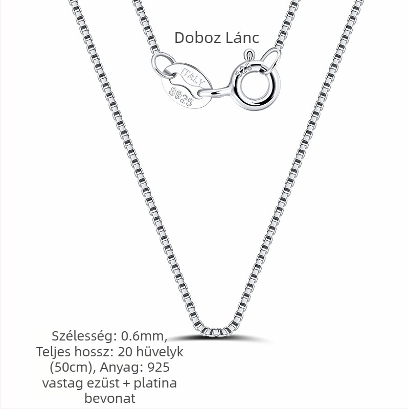 S925 sterling ezüst dobozlánc, csavart mintázat, DIY, medál nélkül