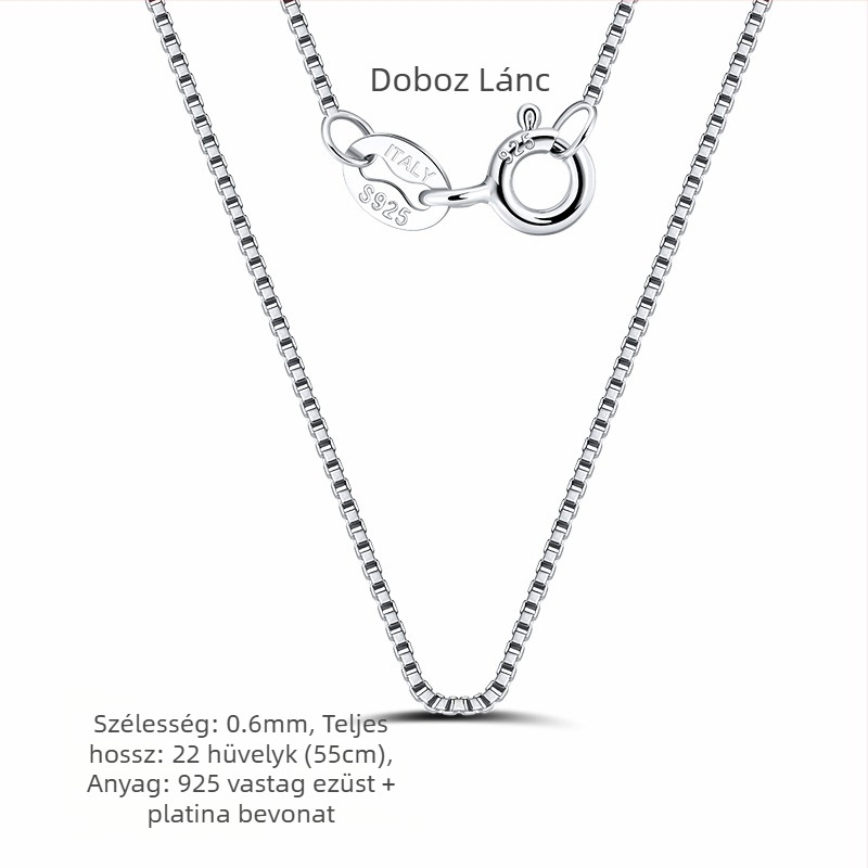 S925 sterling ezüst dobozlánc, csavart mintázat, DIY, medál nélkül