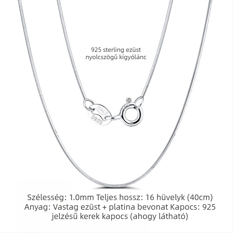 S925 sterling ezüst dobozlánc, csavart mintázat, DIY, medál nélkül