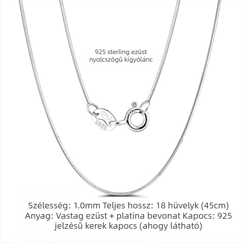 S925 sterling ezüst dobozlánc, csavart mintázat, DIY, medál nélkül
