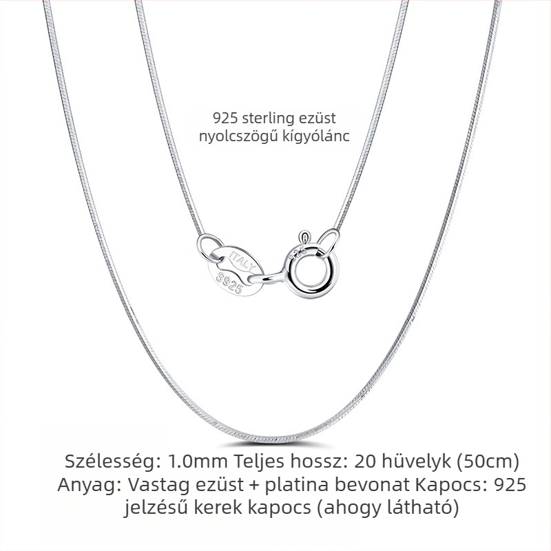 S925 sterling ezüst dobozlánc, csavart mintázat, DIY, medál nélkül