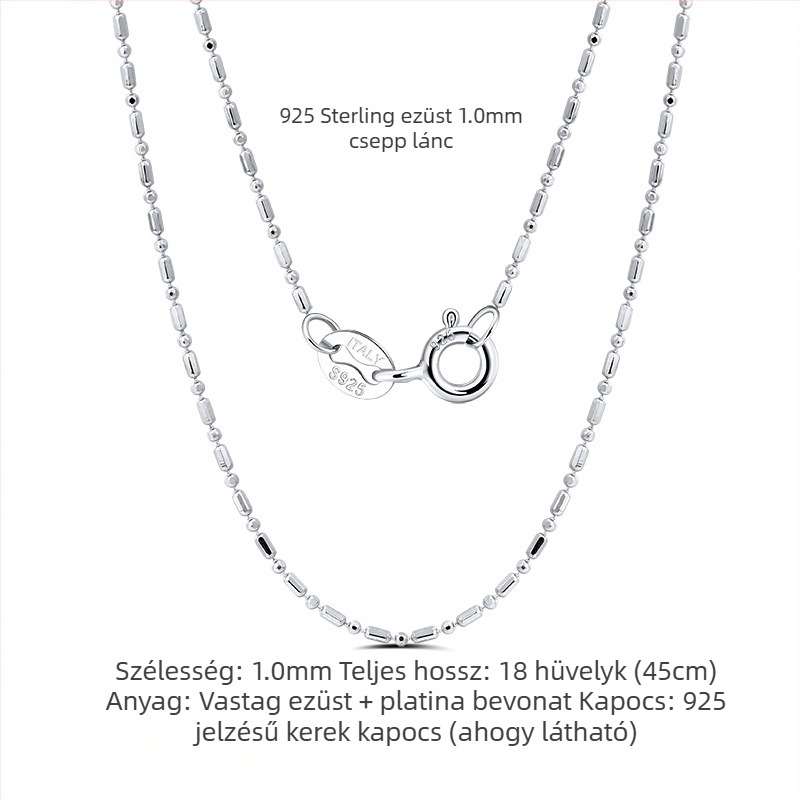 S925 sterling ezüst dobozlánc, csavart mintázat, DIY, medál nélkül