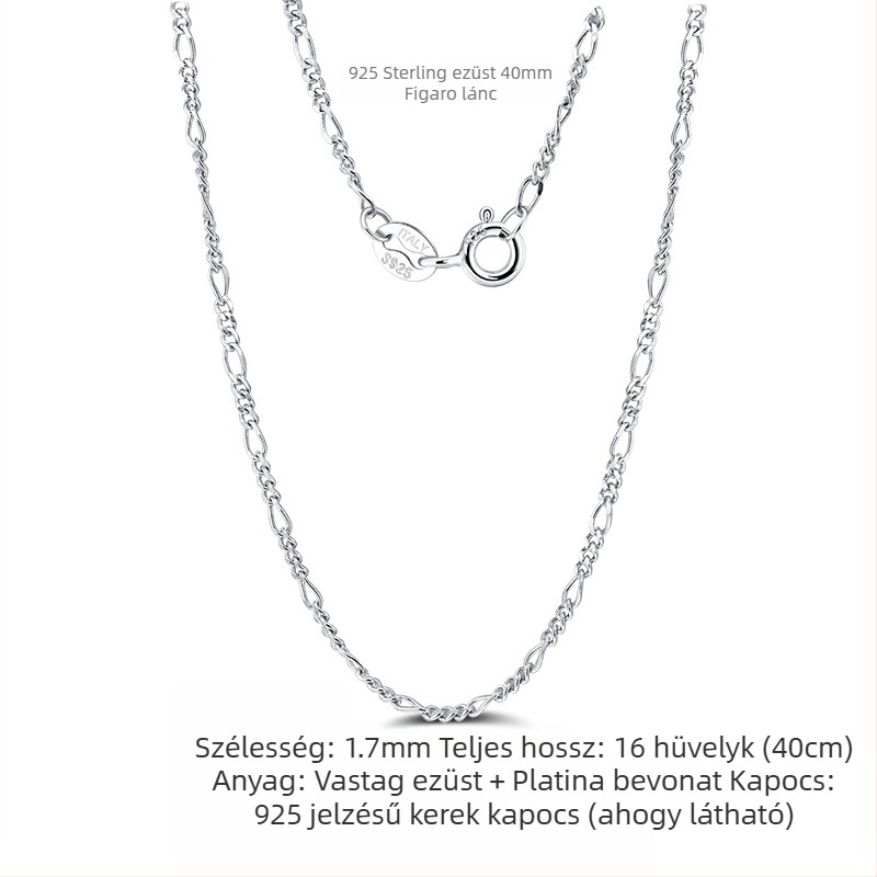 S925 sterling ezüst dobozlánc, csavart mintázat, DIY, medál nélkül