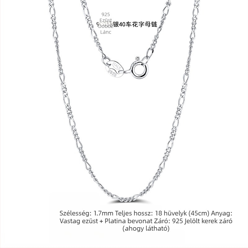 S925 sterling ezüst dobozlánc, csavart mintázat, DIY, medál nélkül