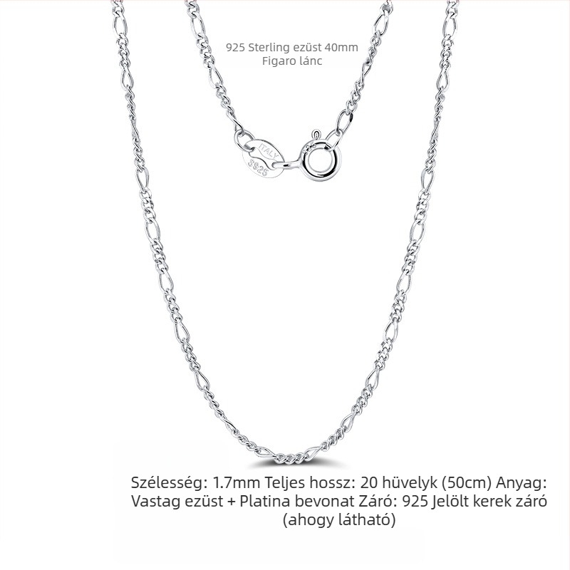 S925 sterling ezüst dobozlánc, csavart mintázat, DIY, medál nélkül