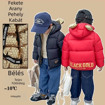 2025-ös szezonon kívüli gyermek pehelykabátok fiúknak és lányoknak, téli pamutbélésű kabátok kis és közepes méretű gyerekeknek, meleg és vastagított pamutbélésű kabátok