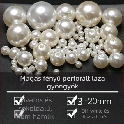 Kézzel készített, barkácsolt, 4-20 mm-es dupla lyukú, tiszta fehér rizsfehér gyöngyös ékszer kiegészítők, abs műgyöngyök, laza gyöngyök
