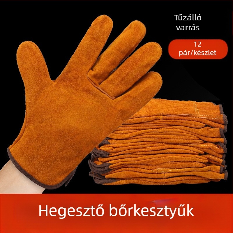 Hegesztő Special Két árnyékolt hegesztő argon ívhegesztő hegesztőkesztyű védő munkavédelem tartós kétrétegű marhabőr kesztyű