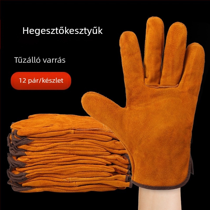 Hegesztő Special Két árnyékolt hegesztő argon ívhegesztő hegesztőkesztyű védő munkavédelem tartós kétrétegű marhabőr kesztyű