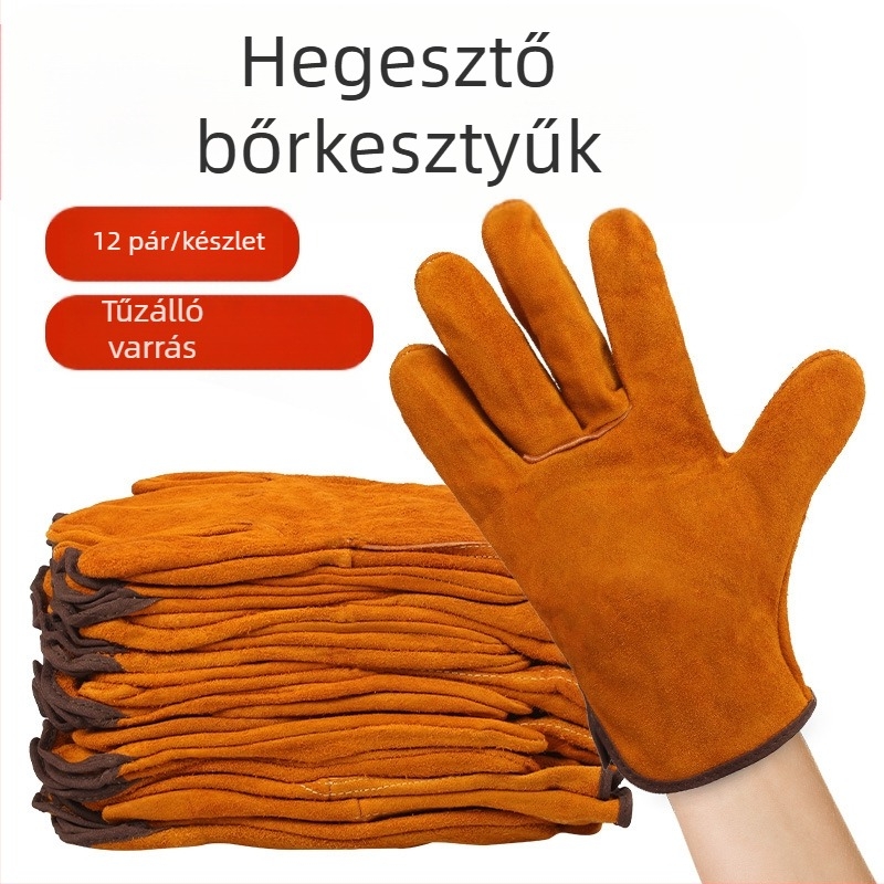 Hegesztő Special Két árnyékolt hegesztő argon ívhegesztő hegesztőkesztyű védő munkavédelem tartós kétrétegű marhabőr kesztyű