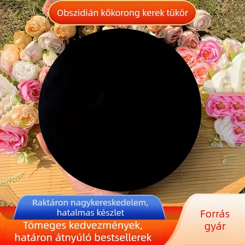 Obszidián korongkő sima tükördísz otthoni nappali irodai íróasztal dekorációhoz lapos tányér kristály nagykereskedelem