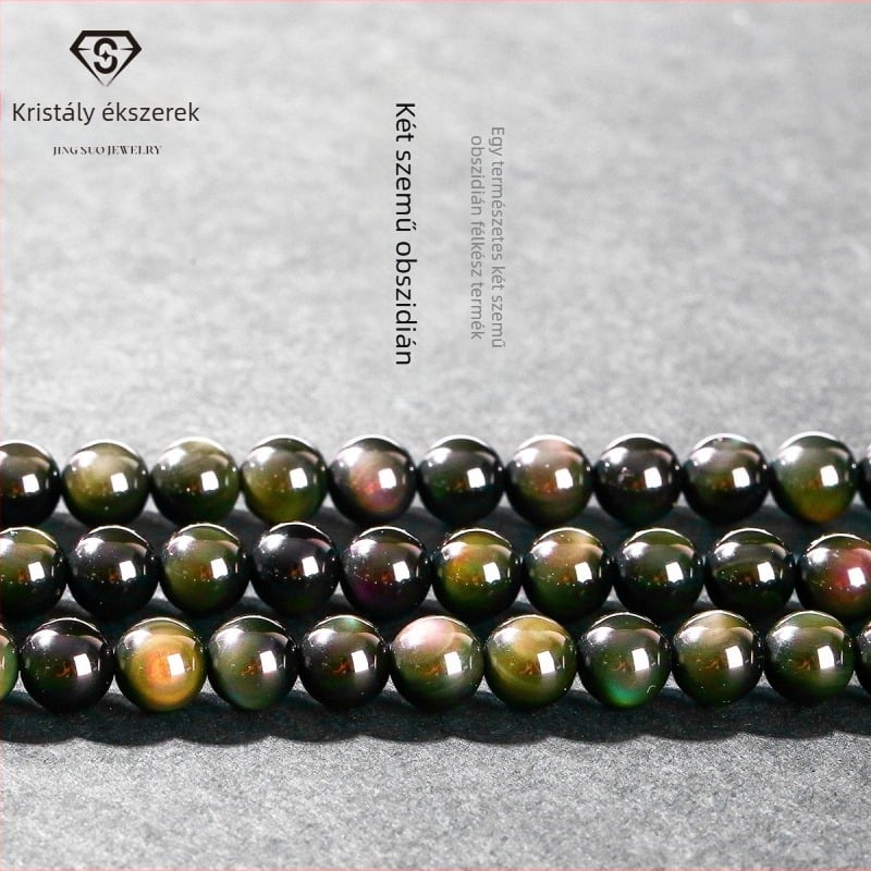 Jingso Ékszer 7A Természetes Kétszemű Obszidián Laza Gyöngyök Gyöngyökkel Barkácsolás Félkész Ékszer Kiegészítők Gyöngy Nagykereskedelem