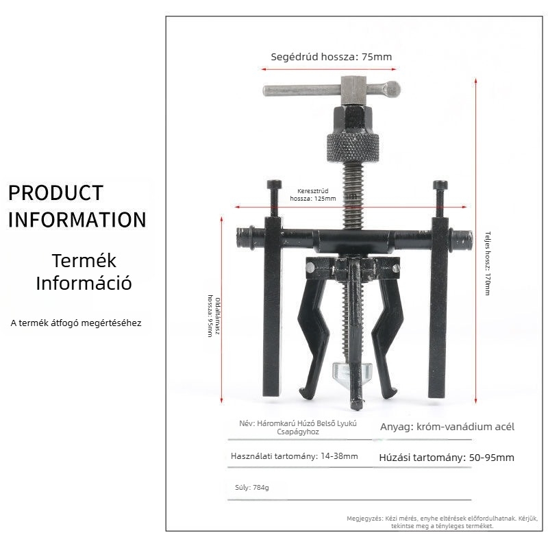 Belső furatú csapágylehúzó belső és külső kettős célú hárompofás szétszerelő szerszám keréklehúzó csapágy szétszerelő autójavító szerszám