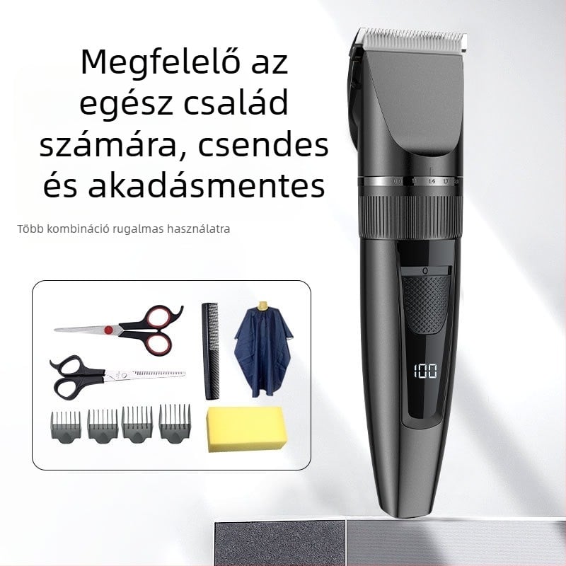 Határokon átnyúló elektromos háztartási hajvágó LCD digitális kijelzős férfi borotva USB újratölthető elektromos nyírógép