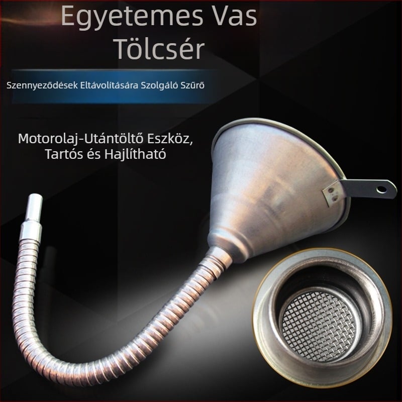 Autó- és motorkerékpár-vas univerzális tölcsér benzinmotor olaj dízel üzemanyag tankoló tölcsér szűrővel