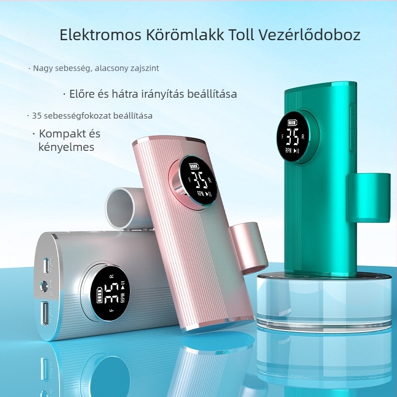 Power Bank körömlakkoló, többfunkciós, körömlakk polírozására és eltávolítására, valamint az elhalt hámsejtek eltávolítására, újratölthető, hordozható, többfunkciós manikűreszköz