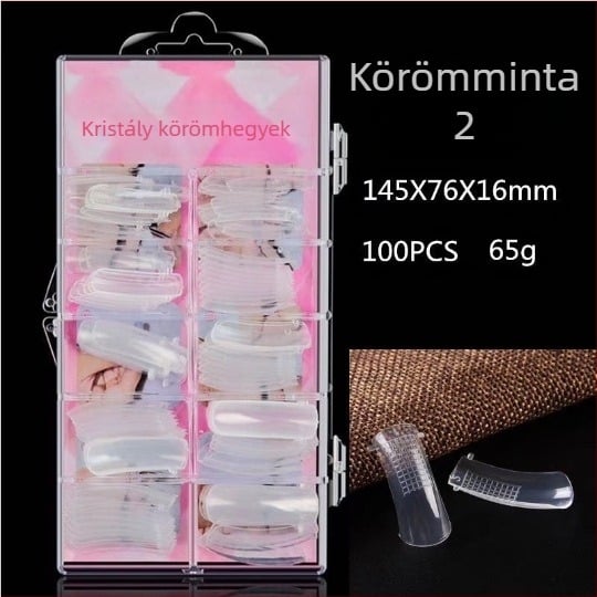 Körömdíszítés gyors fototerápia méretarányos kristályos körömdarabbal, átlátszó hosszabbító ragasztós tapasz hosszabbító köröm segédkörömforma 100 darabos