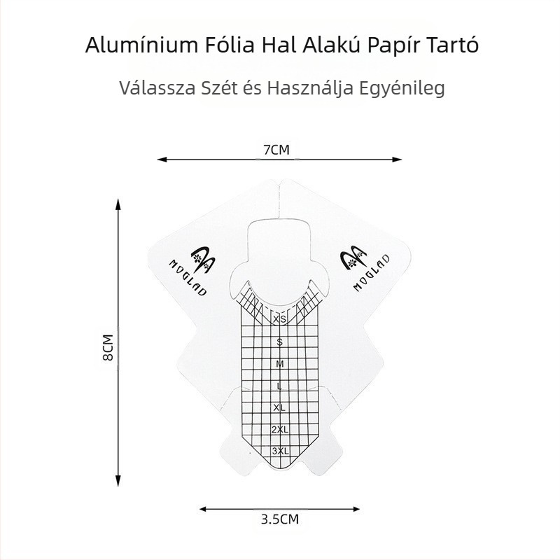 Határokon átnyúló, vastag alumínium fóliából készült hal alakú körömdíszítő papírtartó, francia fototerápiás körömhosszabbító eszköz, 100/300 papírtartó